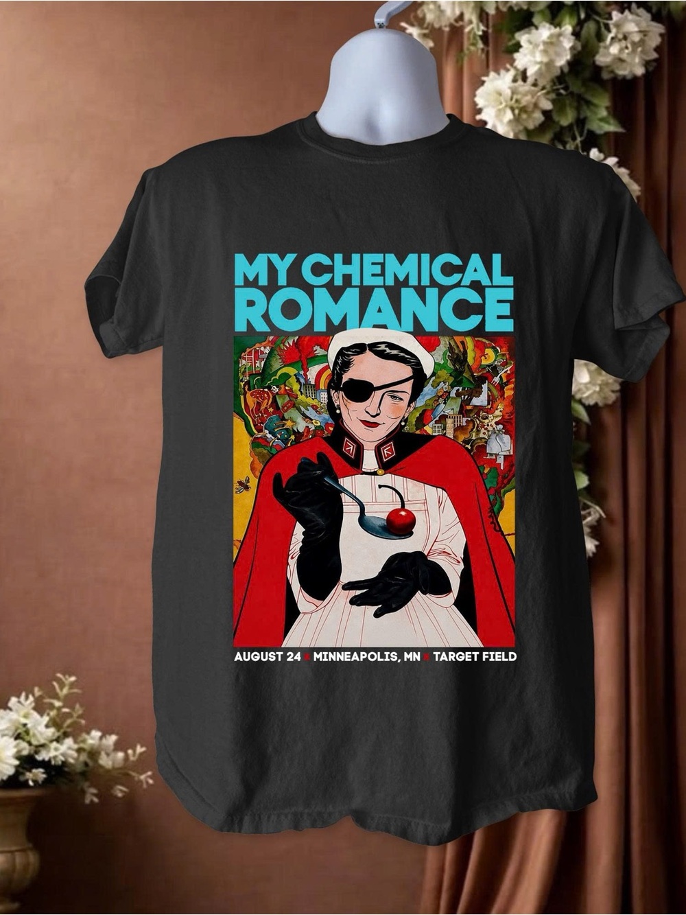 Gildan Black My Chemical Romance Graphic Tee with Red & Turquoise Print